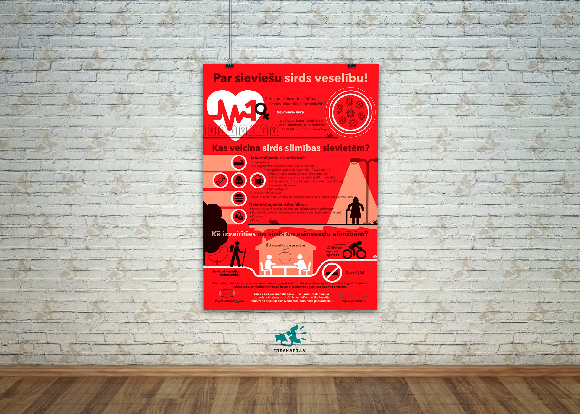 Par sieviešu sirds veselību! infografikas plakāta dizains.