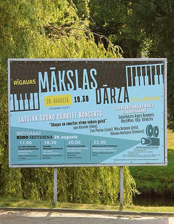“Mākslas dārza” atklāšanas vides bannera dizains