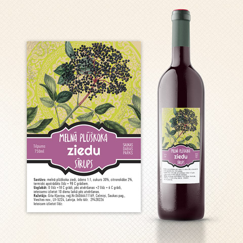 Plūškoka sīrupa etiķetes dizains