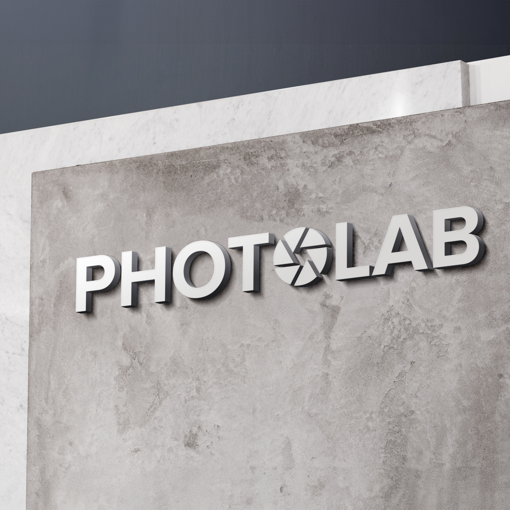 PHOTOLAB logotipa, bannera, vizītkartes dizains