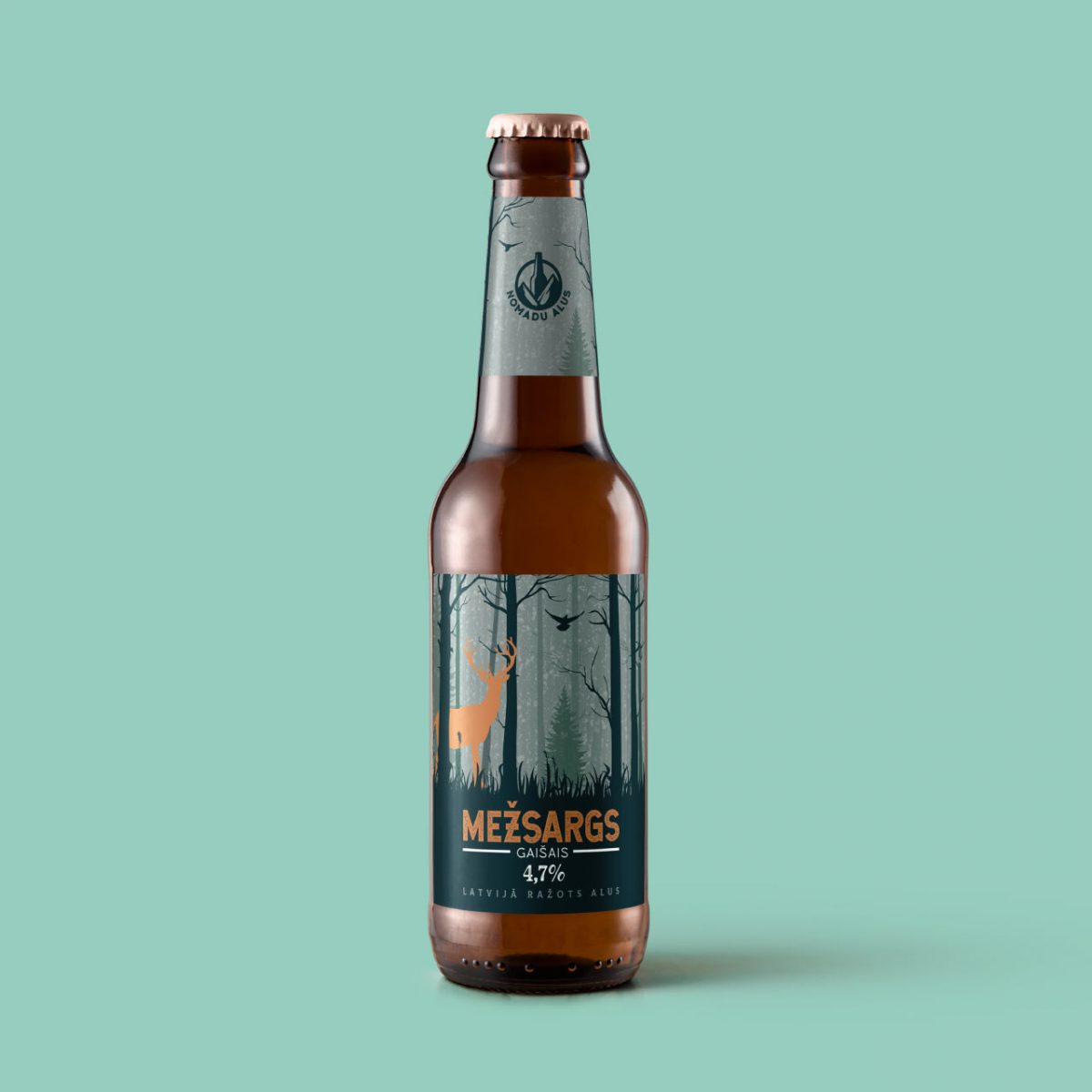 Apstiprinātais etiķetes dizains. Briedis - alus zīmola simbols.