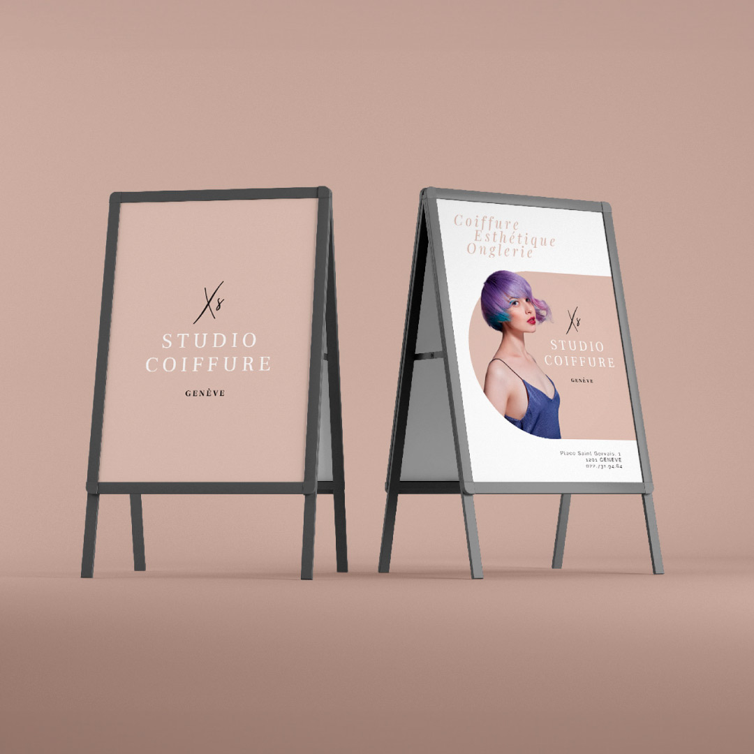 XS Studio Coiffure Geneve zīmola identitātes izstrāde