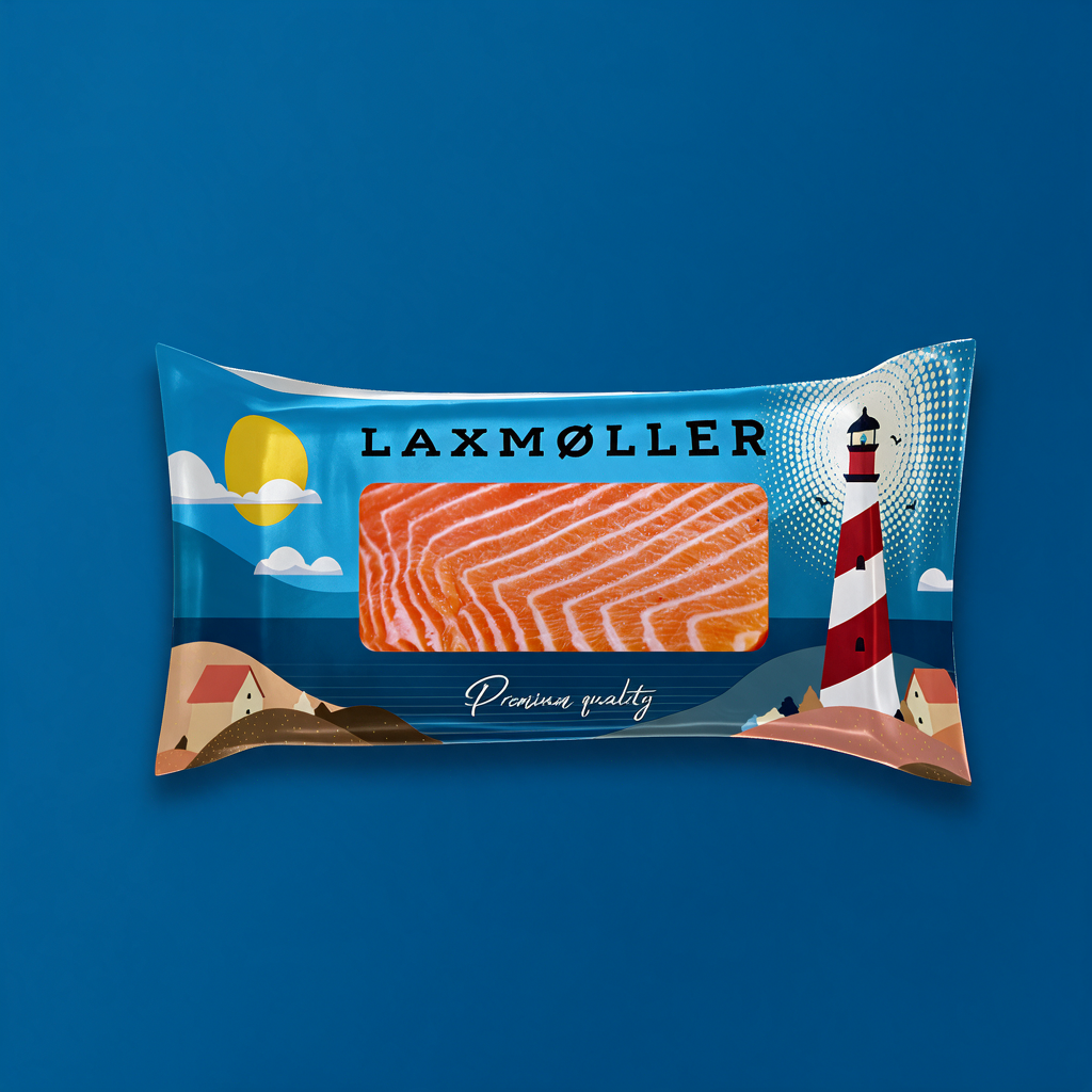 Laxmoller premium laša iepakojuma dizains